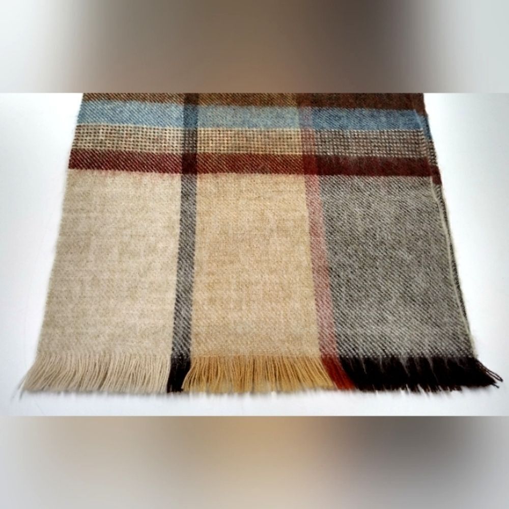 Wool Knit Long Fringe Winter Scarf Men's - Picture 2 of 11